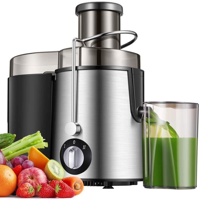 Extracteur de Jus, Extracteur à Jus Centrifugeuse de Fruits et Legumes à 2 Vitesses, Large Bouche en Acier Inox, Design Anti-goutte