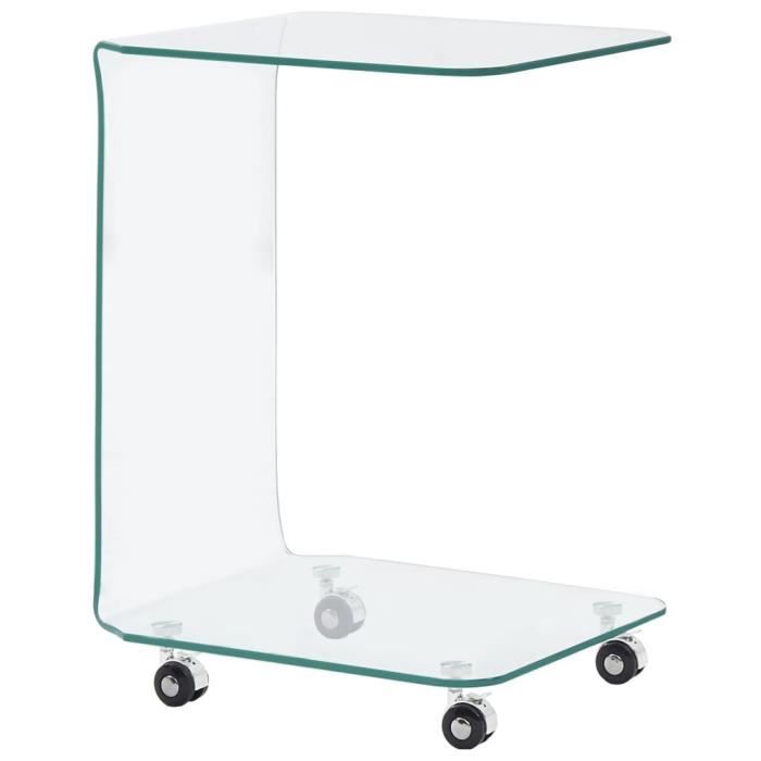 Table basse design Moderne contemporain Table à café Table de salon - 45 x 40 x 63 cm Verre trempé♫7544
