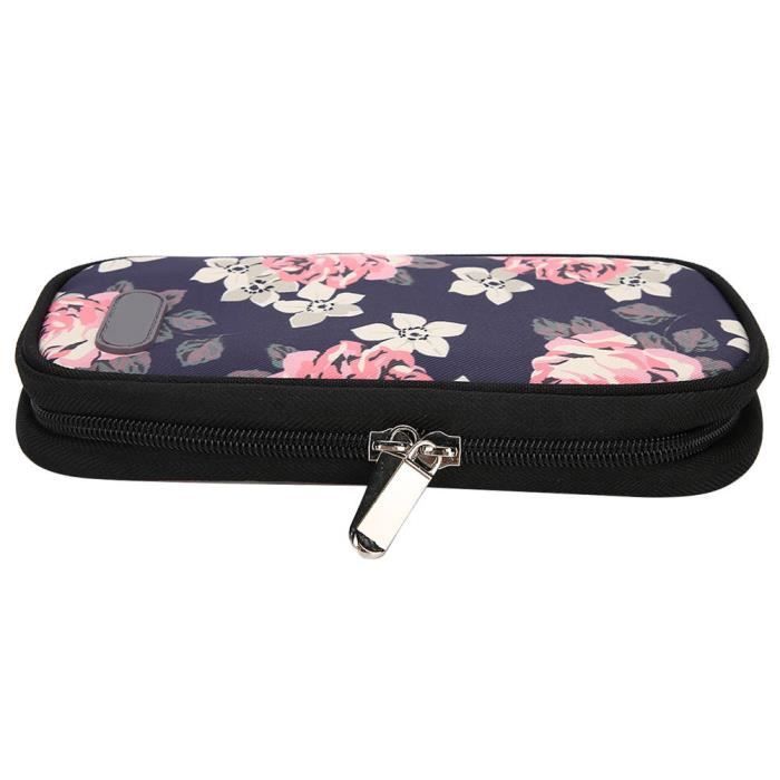 ARAMOX sac de rangement Sac isotherme réfrigéré à insuline portable pour les soins des patients (fleur rouge à fond noir)