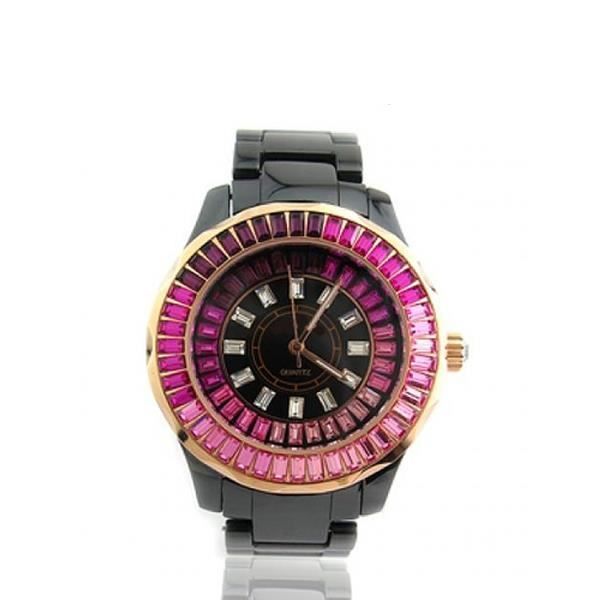 Montre en Céramique et Cristal de Swarovski Elements Rose