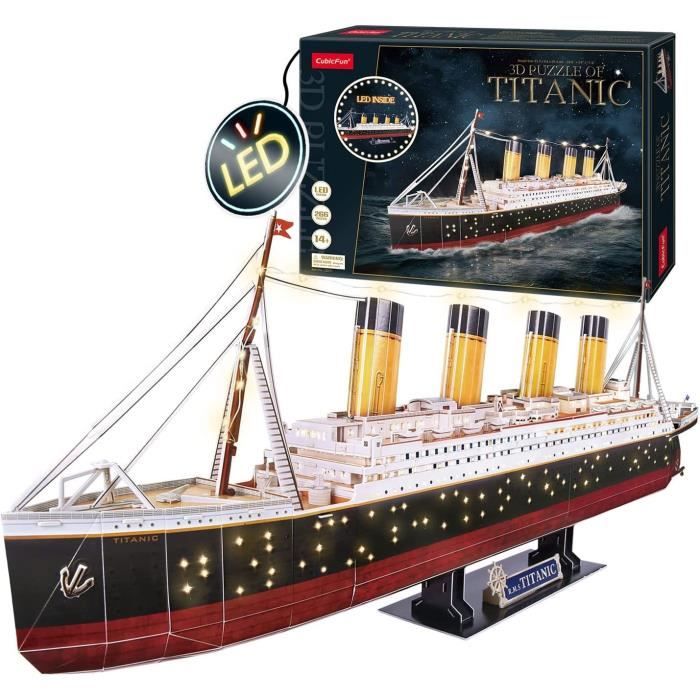 Puzzle 3D Bateau - Maquette Titanic A Construire avec LED, Puzzles 3D, Maquettes De Navires, Jeux D'assemblage, 266 Pièces, 4h Monta