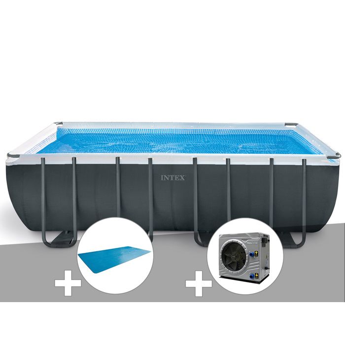 Kit piscine tubulaire Intex Ultra XTR Frame rectangulaire 5,49 x 2,74 x 1,32 m + Bâche à bulles + Pompe à chaleur