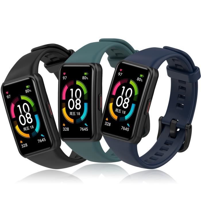 Bracelet Compatible avec Huawei Band 6 & Honor Band 6, Bracelet de Remplacement Coloré en Silicone Souple pour Fitness Tracker