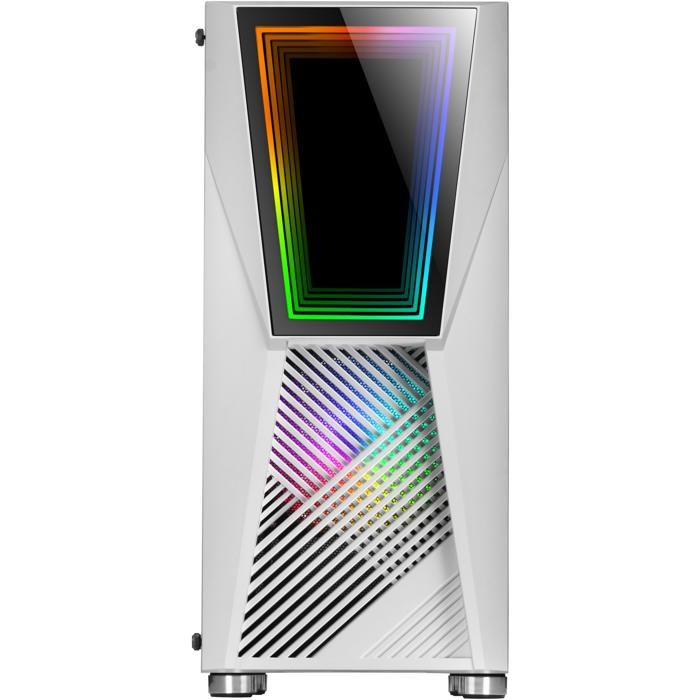 Mars Gaming MC777 - Boîtier de Jeu Blanc - Infinity Mirror ARGB - Verre Trempé - 2 Ventilateurs ARGB