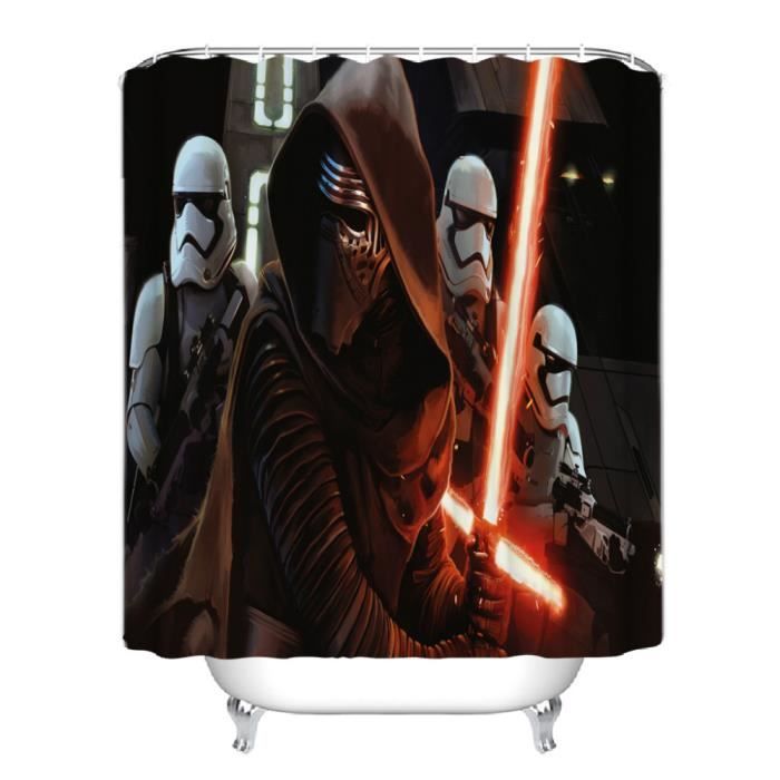 Rideau de douche Star Wars Darth Vader anneaux inclus 3D effect imperméable 180 x 200 cm