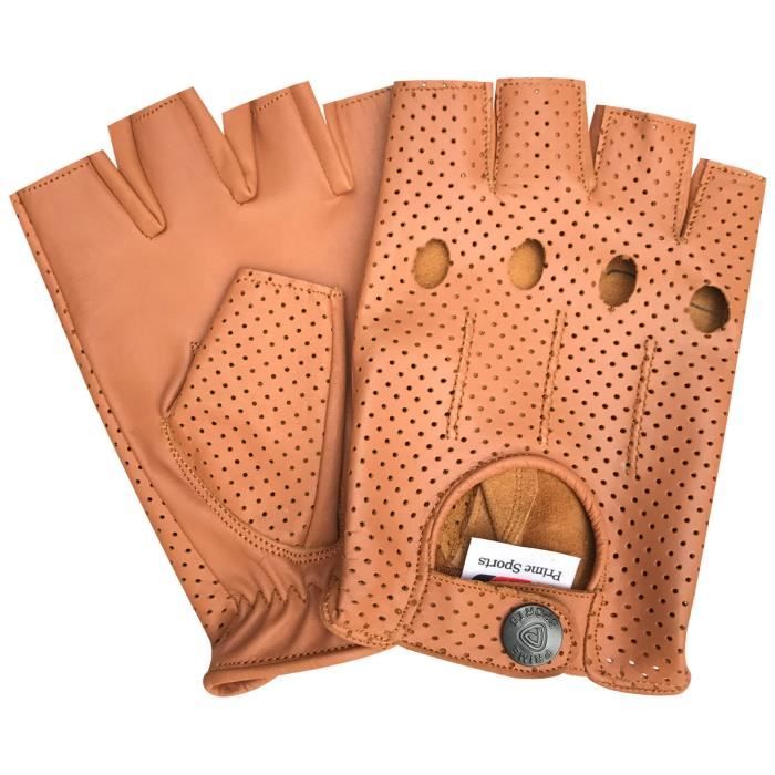 GANTS MITAINES CELLULAIRES STYLE VINTAGE EN CUIR - COULEUR CAMEL