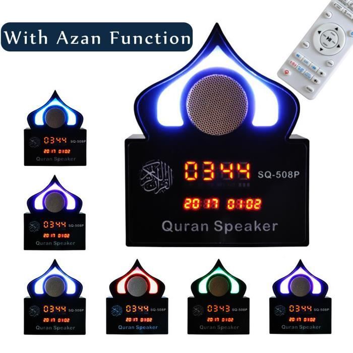 NEUFU Enceinte Bluetooth Horloge 7 LED Lumière Coran Récitant Azan FM MP3