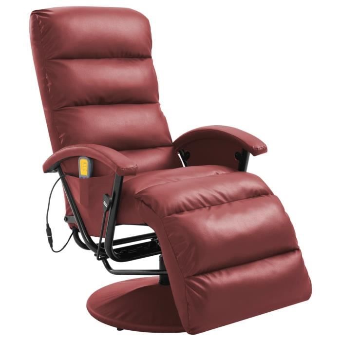 Fauteuil de massage TV Fauteuil relax style contemporain Rouge bordeaux Similicuir