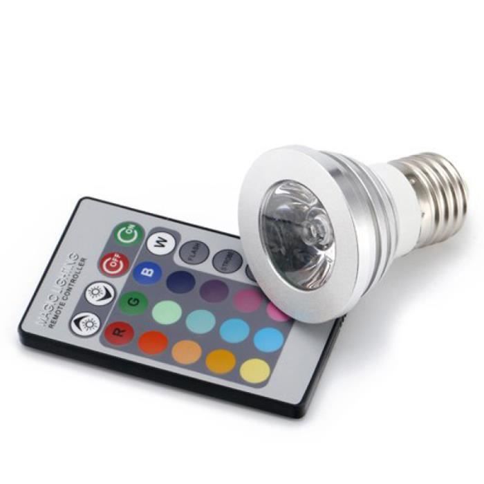 1 ensemble de lampe de télécommande de lumière LED multicolore durable de qualité AMPOULE - AMPOULE LED - AMPOULE HALOGENE