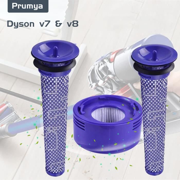 PRUMYA Pack de 3 kits de filtres pour aspirateur sans fil Dyson V8 et V7, accessoires de filtre moteur avant et arrière