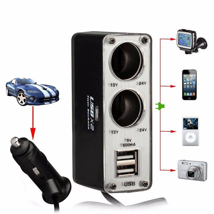 Multiprise allume cigare 12v 2 ports usb