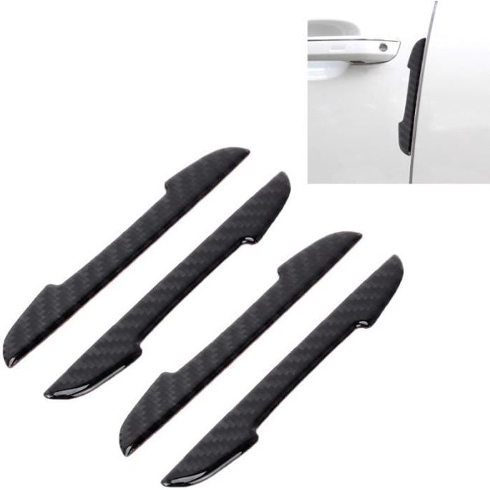 4 en 1 en fibre de carbone voiture auto porte latérale de protection de bord bordures protections autocollants noir - 190143 Noir