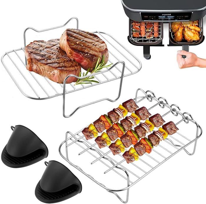 Lot De 2 Moules à Gaufres Silicone Pour Air Fryer Ninja - Compatible AF500EU, AF400EU, AF451EU, SL400EU - Noir