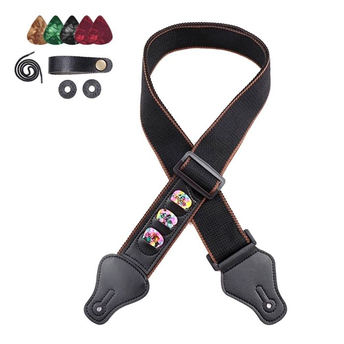 🎸 Sangle de Guitare en Coton Noir : Confort, Style et Durabilité pour Guitaristes et Bassistes (10,29 € seulement)