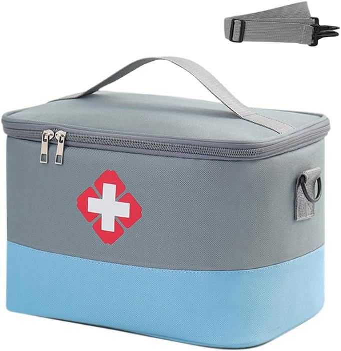 Tcdwla Lot De 3 Trousses De Secours Vides – Grand + 2 Petites – Tissu Oxford Imperméable Rouge & Gris – Idéal Voyage, Camping, École, Voiture