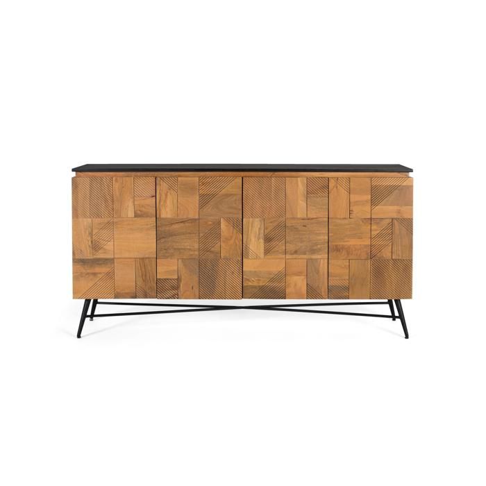 Buffet Bas - Bois de Manguier - Finition Naturelle - Design Moderne - 170 cm