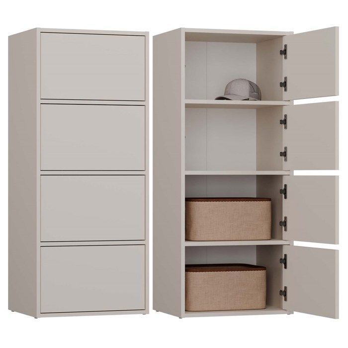 ALMA - Commode haute de rangement 4 portes avec ouverture tip-on - Beige cachemire
