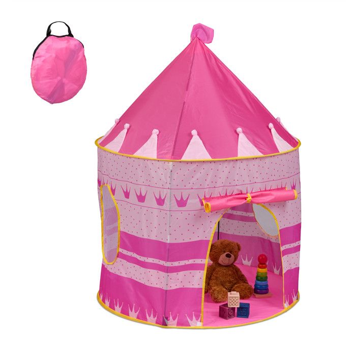 Tente Pour Enfants, Avec Grande Entrée, H X L X P : 130 X 95 X 125 Cm, Grande Entrée, Rose Et Gris - Relaxdays à partir de 32,99 € (juillet 2026