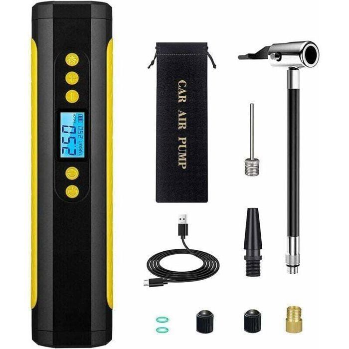 Compresseur Portatif Rechargeable 140PSI Gonfleur Pneu Electriquesans Fil Compresseur Voiture avec cran Digital LED