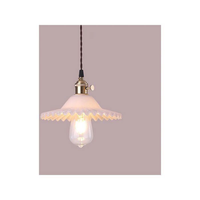 Suspension industrielle vintage en verre plafonnier rtro clairage de plafond en verre blanc