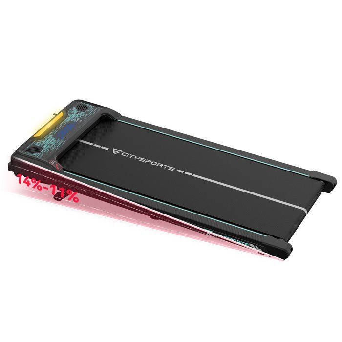 Tapis de Course Inclinable 11%-12%-14%-Noir avec vert-Vitesse 1-6km/h-LED-Bleutooth