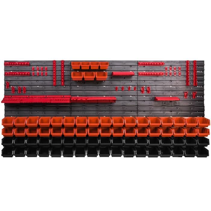 Panneau Mural Porte-outils Botle – 173 X 78 Cm, XL, Rouge/noir, Avec 63 Pièces