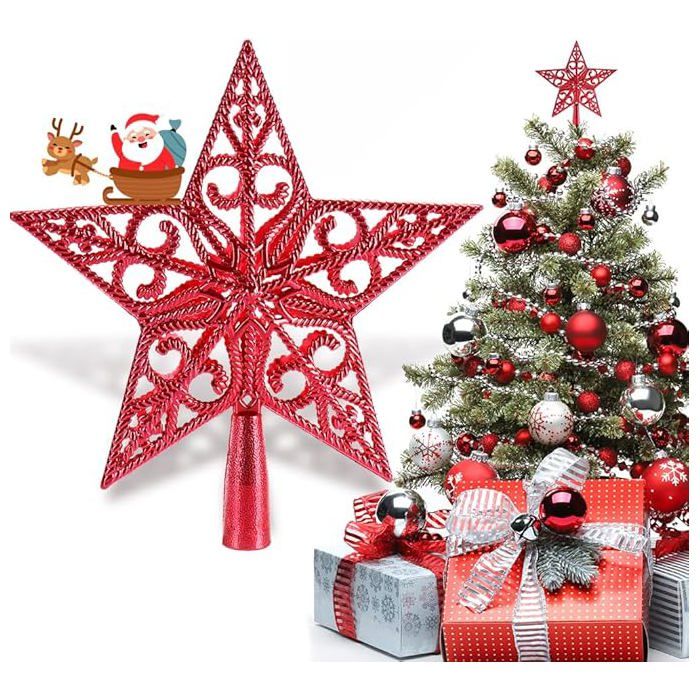 Étoile De Sapin De Noël Vintage En Plastique 14,5 Cm – Décoration Festive Blanche Pour Maison Ou Bureau