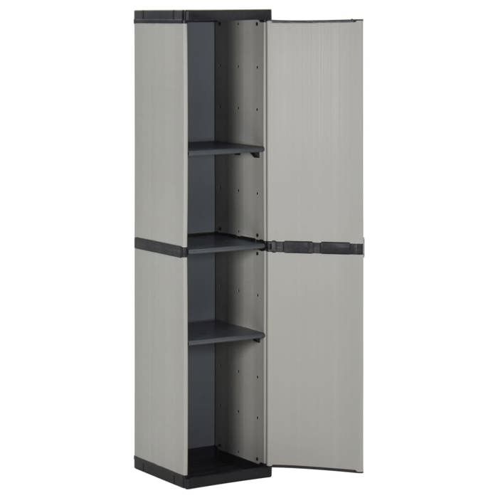 Gris Armoire de rangement de jardin JILLS Grande espace 3 étagères Gris/noir 34x40x168cm LV2370