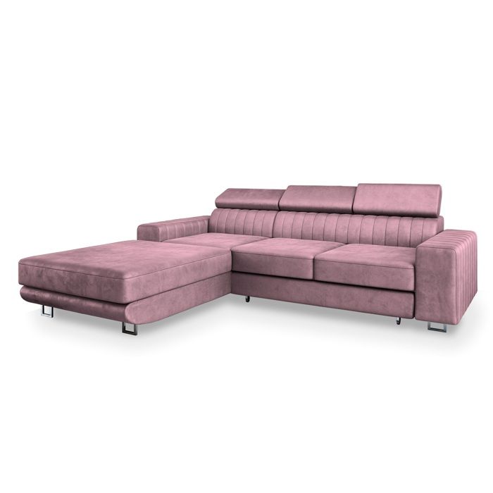Canapé dangle NOTO Canape Convertible - Gauche - Angle - 3 places - 267x190x89 cm - Tissu velours MONOLITH 62 - Violet