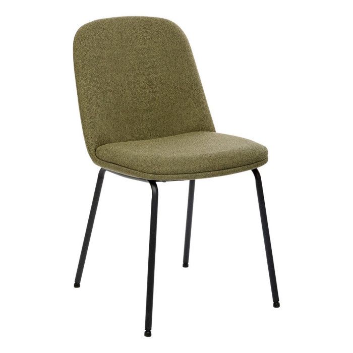Chaise Neora tissu vert cèdre pieds métal noir Atmosphera