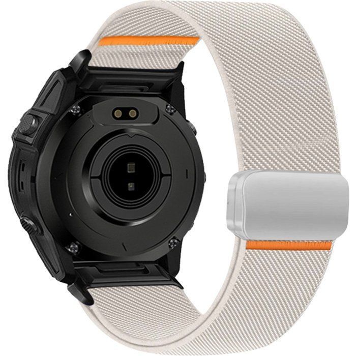 Stravo Bracelet nylon magnétique sport QuickFit 22 mm Garmin Fenix 5/6/7/8/E Epix Pro Gen 2 47 mm – Robuste ajustable - Starlight