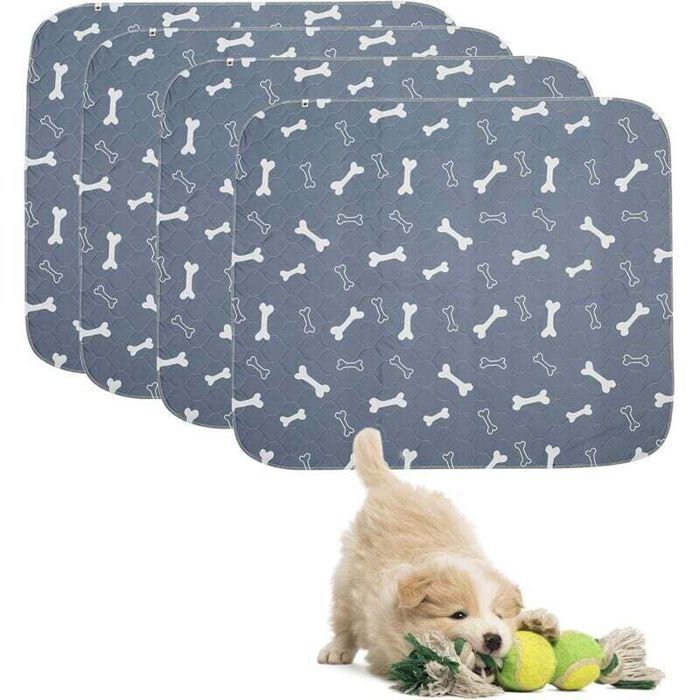 Tapis déducation pour chiots - MHY® - Lot de 4 - Super absorbant - Réutilisable - Lavable en machine - Gris - 40*60cm