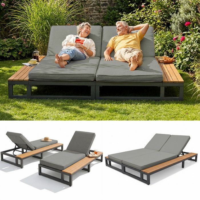 Salon Jardin Chaise Longue D ext rieur Canap lit Avec tag res Salon Jardin Chaise Longue D ext rieur Canap lit Avec tag res