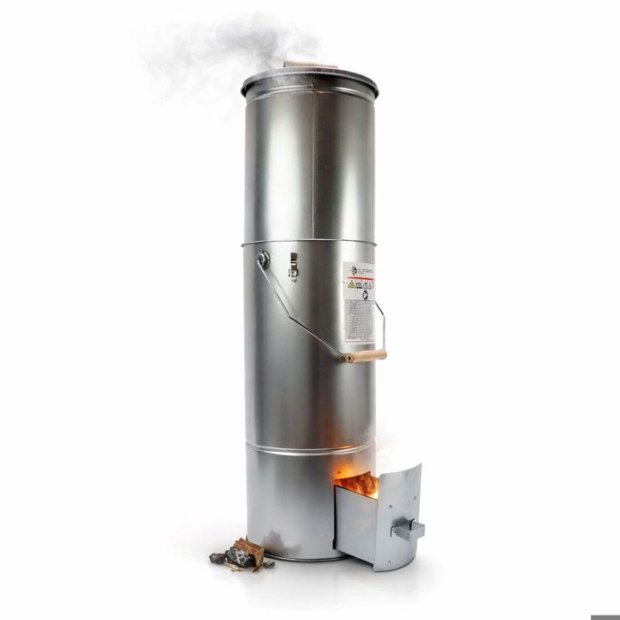 Eurocatch Fumoir Téléscopique Rond 101 cm – Smoker Extérieur avec Thermomètre et 10 Crochets – Armoire à Fumer en Métal Galvanisé