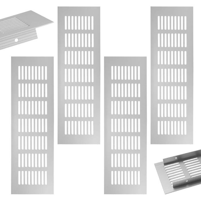 4 Pièces Grille Daération rectangulaire Grille de Ventilation 300x80 mm Grille D’aération en Aluminium à Encastrer