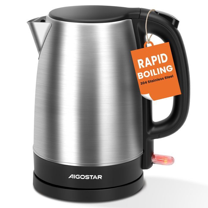 Aigostar Milo- Bouilloire Électrique InoxBouilloir 17 L 2200W avec Filtre AnticalcaireArrêt AutomatiqueSans BPA Noire