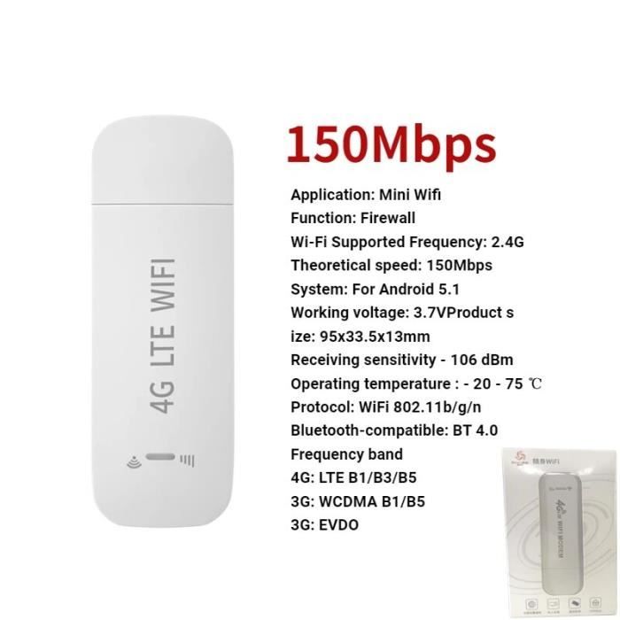 blanc - Dongle USB sans fil 4G LTE, 150Mbps, pour Modem, carte Sim,  routeur, adaptateur WiFi, pour le bureau