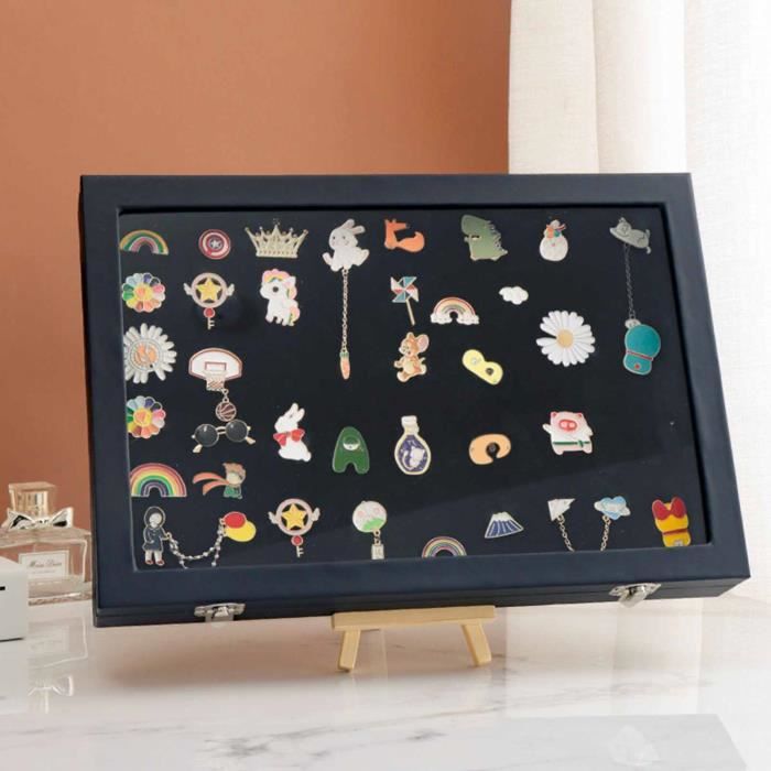 Vvikizy Vitrine à épingles - VVIKIZY - Vitrine à broches grand cuir PU verre anti-poussière