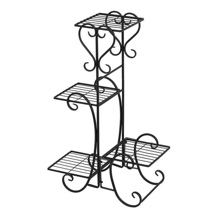 Étagère de jardin en métal pour plantes Noir 5 niveaux