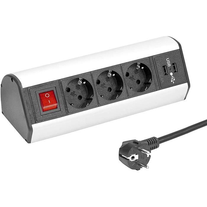 Multiprise avec interrupteur avec 3 prises avec 2 connection USB-A