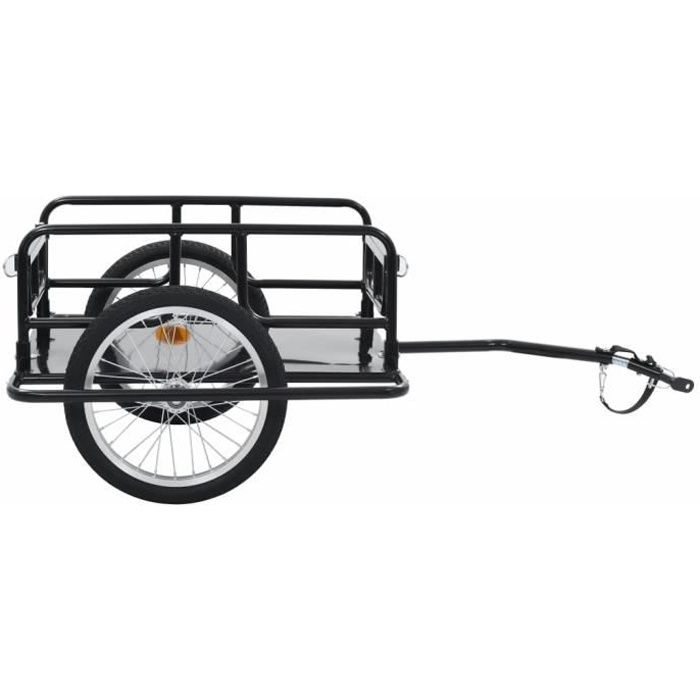 Remorque de bicyclette 130x73x485 cm Acier Noir-QIM