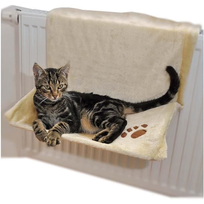Hamac Pour Chat à Poser Sur Radiateur - Housse En Laine D'agneau Lavable - Support Jusqu'à 8 Kg - Blanc