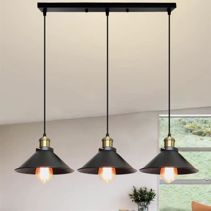 Plafonnier Hofstein 3 Branches – Lustre Moderne Noir Et Doré – Métal – Salon Ou Salle à Manger