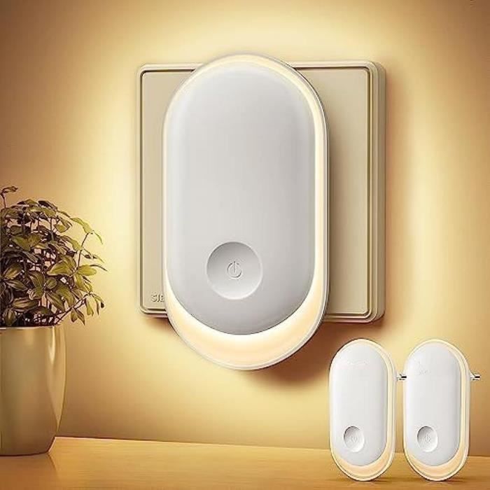 Veilleuse LED Avec Détecteur De Mouvement [lot De 2] - Luminosité Réglable, 3 Modes, 2700K, Tactile, Pour Couloir, Chambre, Escaliers