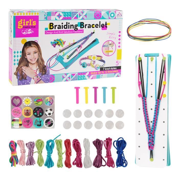 Kit De Fabrication De Bracelets D’amitié AONTESS – Licorne, 15 Fils, Perles, Fermoirs – Cadeau Créatif 6-12 Ans (rose)