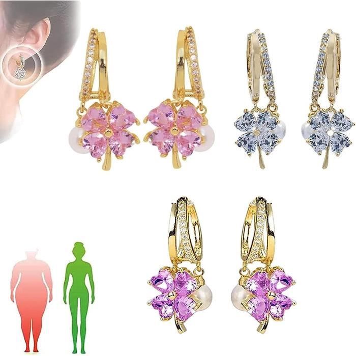 BOUCLE D OREILLE Lymphvity Magnetherapy Germanium Boucles d'oreilles Boucles d'oreilles Fashion Pink Water Diamond Pearl