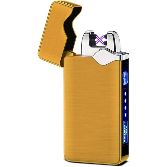 USB Briquet Électrique, Double Arc Briquet Rechargeable Coupe Vent Long