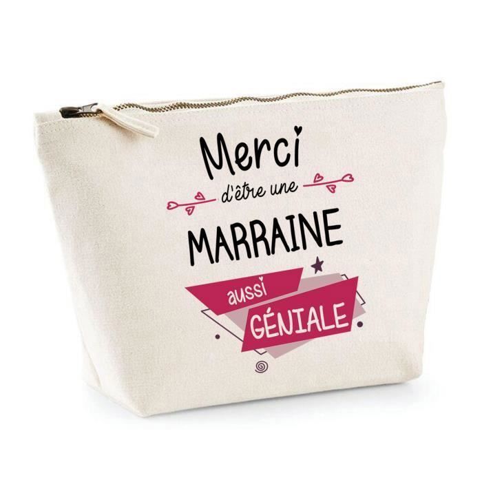 Trousse Merci Marraine Beige Coton 100% Dimensions