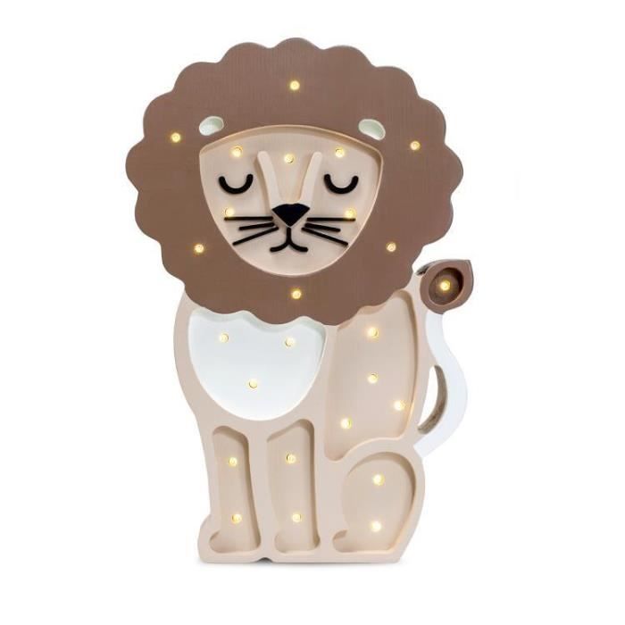 Lampe à poser LED - Lion - Bois de pin naturel - Hauteur 36 cm - Kenya Coffee (marron) Lampe à poser LED - Lion - Bois de pin naturel - Hauteur 36 cm - Kenya Coffee (marron)