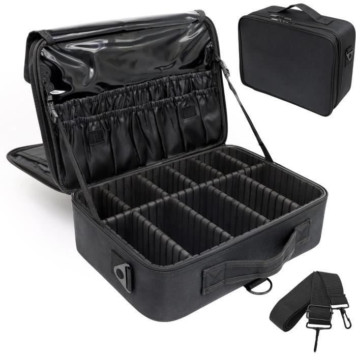 Mallette Maquillage Professionnelle Avec Miroir LED - 3 Modes Lumière, Compartiments Organisés, étanche